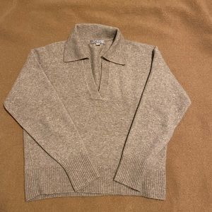 Collared V- neck Sweater in Supersoft Yarn